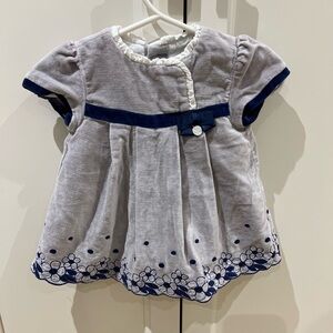 Like new mayoral 0-12 beautiful velvet grey and blue Baby Dress
